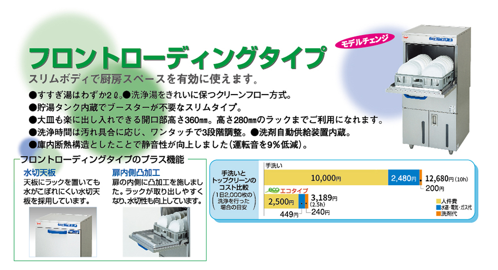 送料無料 新品 マルゼン 電気式エコタイプ食器洗浄機 トップクリーン アンダーカウンタータイプ MDKLTB8E - 1